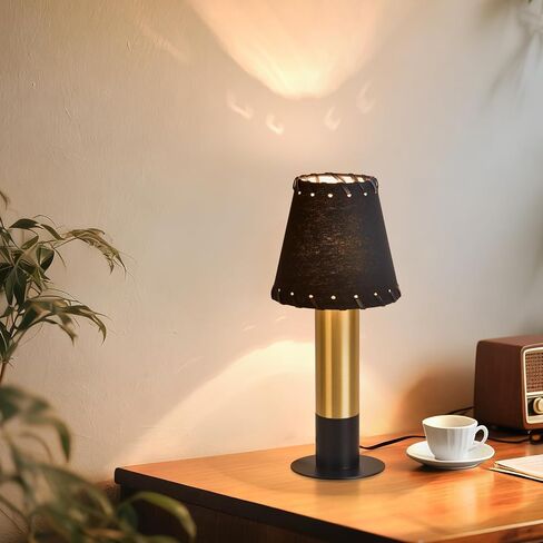 Black and Gold Small Bedside Mini Table Lamp for Bedroom, Cute Bedroom Lamps for Nightstand, Cute Mini Table Lamps for Small Spaces for Kitchen Counter, Bookshelf, Kids Dorm, Office in Saudi Arabia