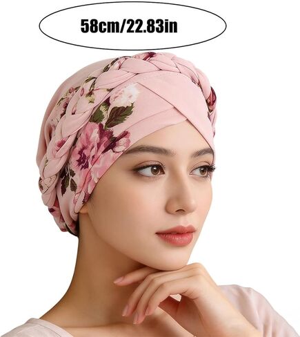 1Pc Printed Brushed Milk Silk Headscarf Hat, Floral Fabric Braid Turban Hat, Suitable For Everyday Use in Saudi Arabia
