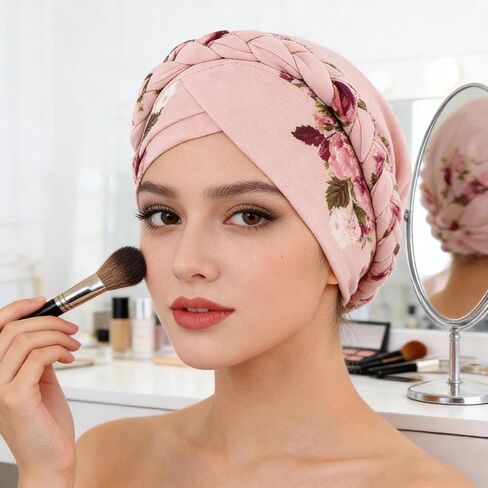1Pc Printed Brushed Milk Silk Headscarf Hat, Floral Fabric Braid Turban Hat, Suitable For Everyday Use in Saudi Arabia