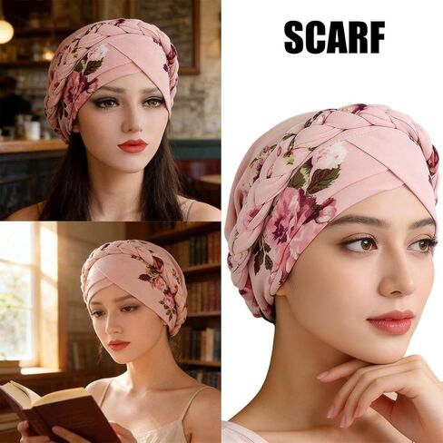 1Pc Printed Brushed Milk Silk Headscarf Hat, Floral Fabric Braid Turban Hat, Suitable For Everyday Use in Saudi Arabia