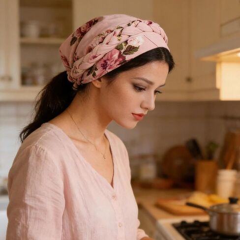 1Pc Printed Brushed Milk Silk Headscarf Hat, Floral Fabric Braid Turban Hat, Suitable For Everyday Use in Saudi Arabia