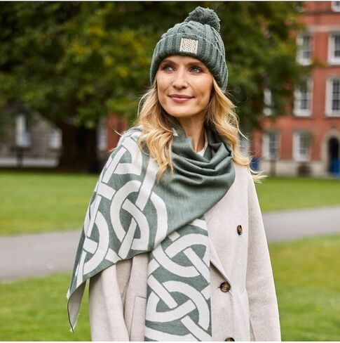 قبعة باتريك فرانسيس الأيرلندية ذات اللون الأخضر المتماسكة، إكسسوارات رأس سلتيك للنساء للطقس البارد، 100% أكريليك in Kuwait