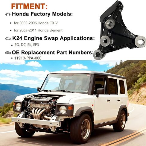 دعامة تبديل حامل المحرك K24 11910-PPA-000 متوافقة مع Honda CR-V 2002-2006، العنصر 2003-2011 وEG/DC/EK/EP3- أسود مؤكسد in Kuwait
