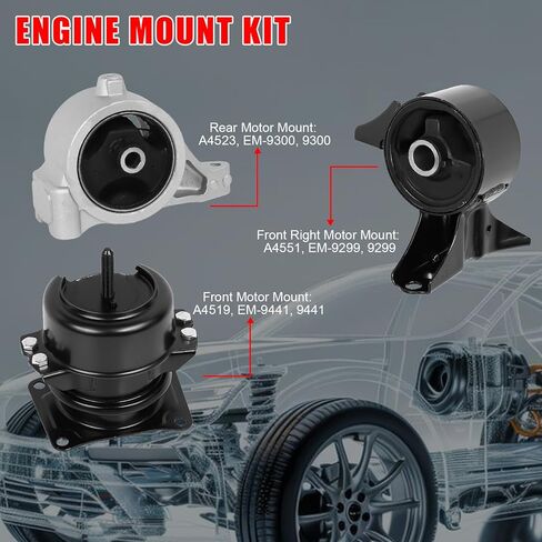 3 Pcs Engine Motor Mounts Set - Compatible with Honda Pilot 2005-2008 & for Acura MDX 2003-2006, Replace OE# A4519HY A4551 A4523 in Kuwait