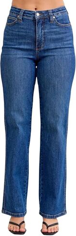 Judy Blue Women's High Rise Tummy Control Slimming Basic Straight Leg Jeans in Saudi Arabia
