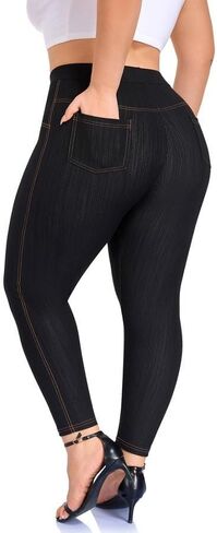 Jeggings for Women High Waist Tummy Control Jeans Leggings Plus Size Pull on Stretchy Denim Pants with Pockets(XL-4XL) in Saudi Arabia
