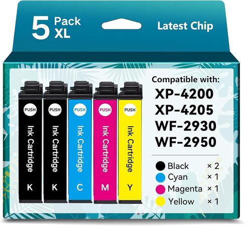 خرطوشة حبر معاد تصنيعها لحزمة كومبو خرطوشة حبر Epson 232 لإبسون XP-4205 XP-4200 WF-2930 WF-2950 لـ 232XL T232 XL عالية الإنتاجية (5 عبوات) in Kuwait