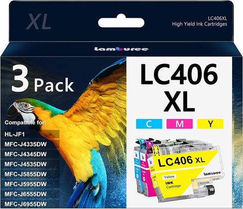خراطيش حبر LC406XL مع استبدال عالي الإنتاجية لأخيه LC406 XL تعمل مع طابعات MFC-J4335DW MFC J4535DW MFC-J5855DW MFC-J5955DW MFC-J6555DW MFC-J6955DW (5 عبوات) in Kuwait