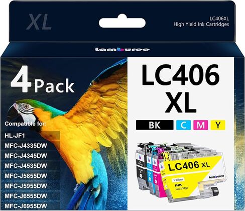 خراطيش حبر LC406XL مع استبدال عالي الإنتاجية لأخيه LC406 XL تعمل مع طابعات MFC-J4335DW MFC J4535DW MFC-J5855DW MFC-J5955DW MFC-J6555DW MFC-J6955DW (5 عبوات) in Kuwait