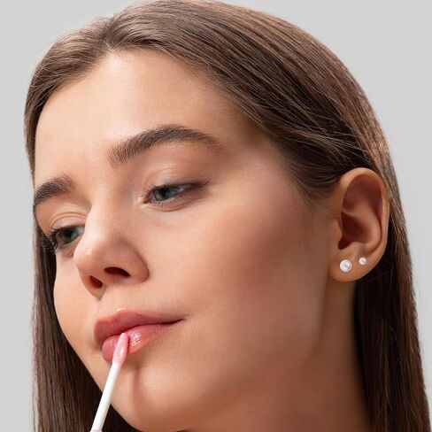 6 Pairs Pearl Earring, Gold Pearl Stud Earrings, Cartilage Piercing Flatback Stud Earrings, Exquisite Flat Back Studs for Gift Giving (3-8mm) in Kuwait