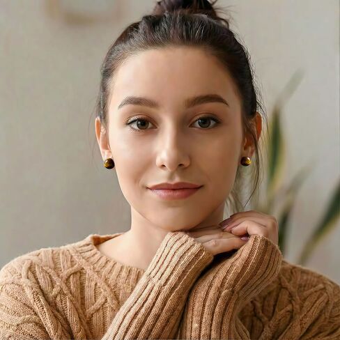 Genuine Tigers Eye Stone Stud Earrings for Women 12mm Brown Ball Earrings with Sterling Silver Posts Natural Tiger Eye Round Spiritual Jewelry in Kuwait