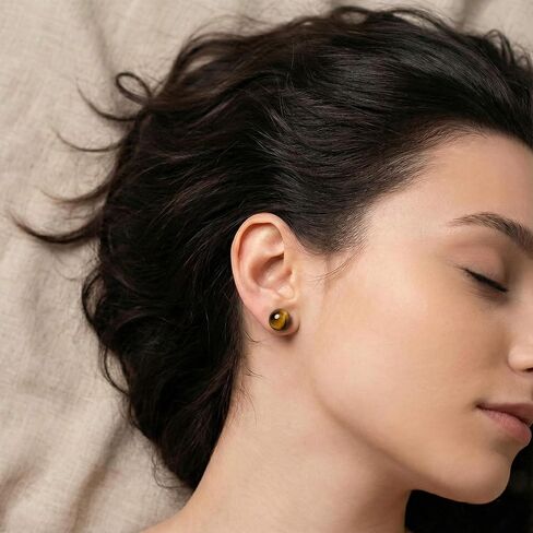 Genuine Tigers Eye Stone Stud Earrings for Women 12mm Brown Ball Earrings with Sterling Silver Posts Natural Tiger Eye Round Spiritual Jewelry in Saudi Arabia