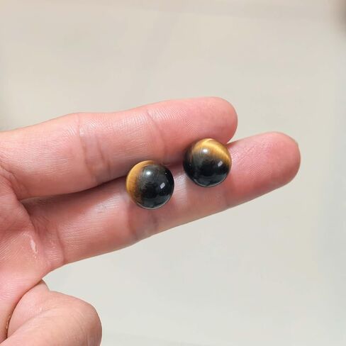 Genuine Tigers Eye Stone Stud Earrings for Women 12mm Brown Ball Earrings with Sterling Silver Posts Natural Tiger Eye Round Spiritual Jewelry in Saudi Arabia