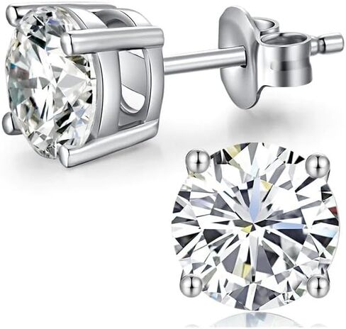 أقراط دائرية من الماس الأبيض مكونة من 1/4 قيراط ومطلية بالذهب الأبيض عيار 10 قيراط. أقراط أنيقة من الذهب الأبيض والألماس للنساء والرجال | كلاسيكي in Kuwait