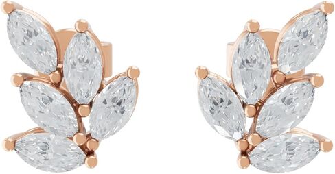 14K Gold Lab Grown Diamond Stud Earrings 1.00 Cttw G-H VS1 HRD Certified Marquise Cluster Star Pattern Fine Jewelry Women in Saudi Arabia