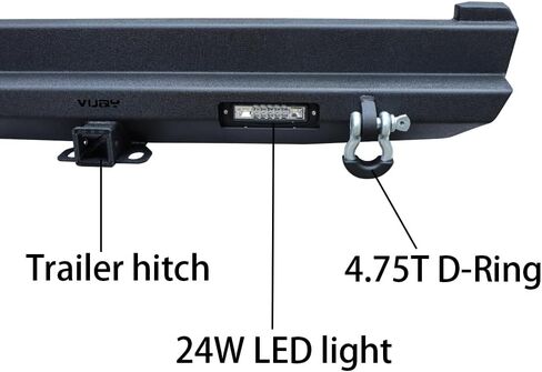 المصد الخلفي الفولاذي من شيروكي متوافق مع سيارة جيب شيروكي XJ موديل 1984-2001 مع جهاز استقبال وصلة الجر + 2 مصابيح LED + حلقات على شكل حرف D in Kuwait
