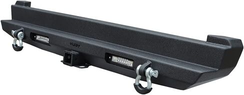 المصد الخلفي الفولاذي من شيروكي متوافق مع سيارة جيب شيروكي XJ موديل 1984-2001 مع جهاز استقبال وصلة الجر + 2 مصابيح LED + حلقات على شكل حرف D in Kuwait