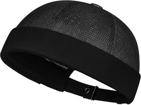 Mesh Brimless Cap for Men Skullcap Docker Beanie Hat No Brim Sailor Hat in Kuwait
