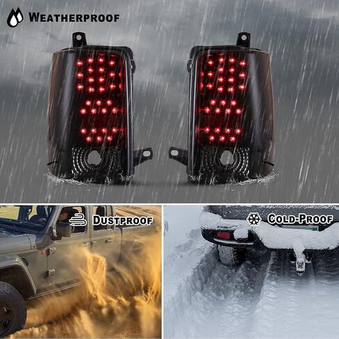 ROXX LED Tail Lights Assembly for 1997 1998 Jeep Grand Cherokee, Taillights with Led Turn Signals, Brake Lights and DRL, Smoke Lens Rear Lights Replacement, Driver & Passenger Side Tail Lamps Pair in Kuwait