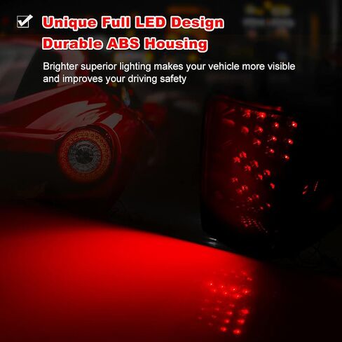 ROXX LED Tail Lights Assembly for 1997 1998 Jeep Grand Cherokee, Taillights with Led Turn Signals, Brake Lights and DRL, Smoke Lens Rear Lights Replacement, Driver & Passenger Side Tail Lamps Pair in Kuwait