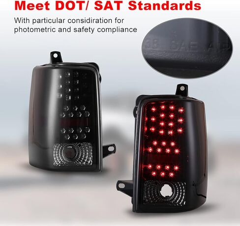 ROXX LED Tail Lights Assembly for 1997 1998 Jeep Grand Cherokee, Taillights with Led Turn Signals, Brake Lights and DRL, Smoke Lens Rear Lights Replacement, Driver & Passenger Side Tail Lamps Pair in Kuwait