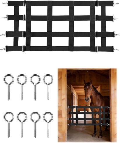 Harrison Howard Horse Stall Guard Sturdy Adjustable Webbing Grid Design Poly 4 Slat Door Guard for Horse Barns Blue in Kuwait
