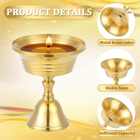 20 Pcs Brass Candle Holder, 2.46 Inch Ghee Lamp Butter Lamp Holder Copper Butter Lamp Cups Metal Golden Cup Candle Holders for Diwali Pooja Devas Diya Easter Weddings Home Decor in Kuwait