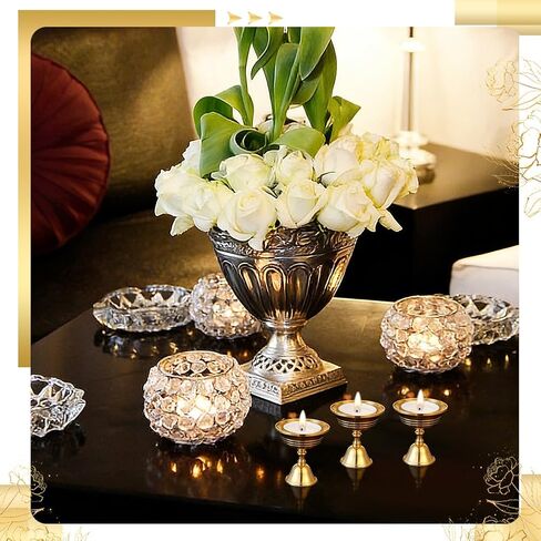 20 Pcs Brass Candle Holder, 2.46 Inch Ghee Lamp Butter Lamp Holder Copper Butter Lamp Cups Metal Golden Cup Candle Holders for Diwali Pooja Devas Diya Easter Weddings Home Decor in Kuwait