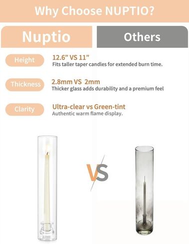 NUPTIO Hurricane Glass Candle Holders: Set of 30 Candlestick Holder with Windproof Chimney Covers - Tall Taper Candleholder Bulk for Wedding Table Centerpiece in Saudi Arabia