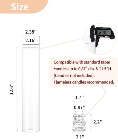NUPTIO Hurricane Glass Candle Holders: Set of 30 Candlestick Holder with Windproof Chimney Covers - Tall Taper Candleholder Bulk for Wedding Table Centerpiece in Saudi Arabia