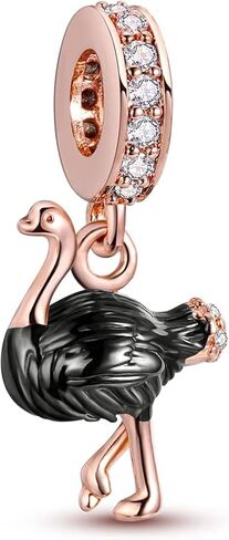 Ostrich Dangle Charm, Animal Charm, Sterling Silver, Gift For Wife, Women, Friends, Family, Compatible To Pandora in Kuwait