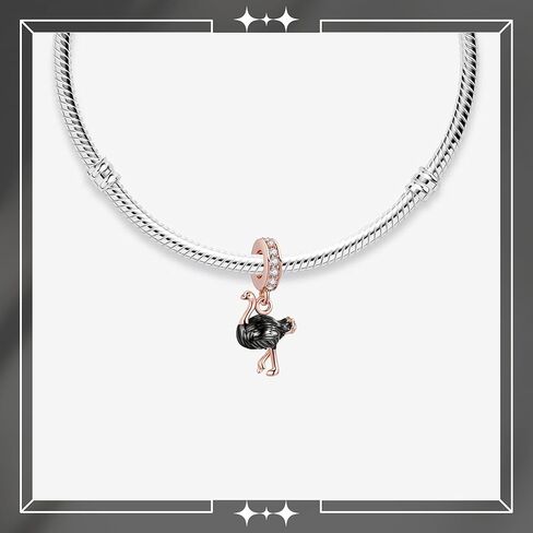 Ostrich Dangle Charm, Animal Charm, Sterling Silver, Gift For Wife, Women, Friends, Family, Compatible To Pandora in Kuwait