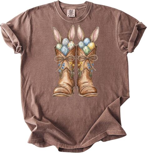 Comfort Colors Easter Cowboy Boots T-Shirt Bunny Ears Western Spring Graphic Tee in Kuwait