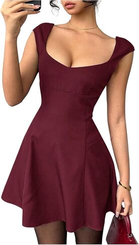 Women's Cocktail Dresses Sweetheart Neck Sleeveless Mini Dress Slim Fit High Waisted A Line Dress in Saudi Arabia