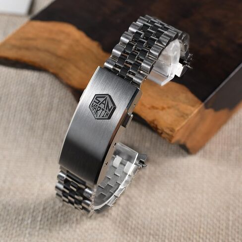 San Martin Watch Bracelet Stainless Steel Watch Parts 20mm Curved End Links Fly Adjustable Clasp For SN0008 SN0128 in Kuwait