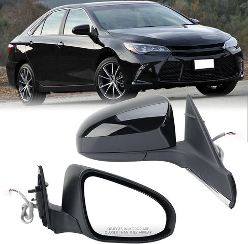 Left Driver Side Mirror Compatible with Toyota Camry 2015 2016 2017 Heated Power Glass Manual Folding Door Mirrors Black 5 Pins in Kuwait