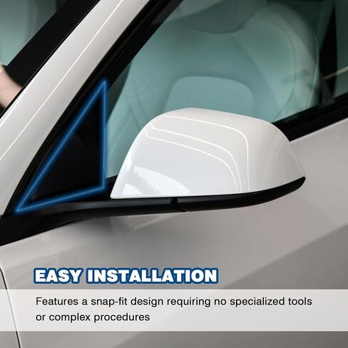 A Pair Of Mirror Triangle Cover Compatible With 2017-2024 Tesla Model 3, Black Mirror Triangle Panel Trim Replacement For 1130655-00-D, 1130656-00-D, 1130655-00-E, 1130656-00-E in Kuwait