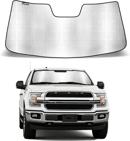 Windshield Sun Shade for Ford F150 2021-2025,Reflective Aluminum Film Front Window Sunshade for F-150 Lariat,King Ranch,Platinum,XL,STX,XLT,Limited,Tremor,Raptor with Storage Bag in Kuwait