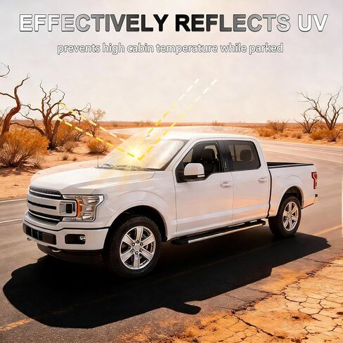 Windshield Sun Shade for Ford F150 2021-2025,Reflective Aluminum Film Front Window Sunshade for F-150 Lariat,King Ranch,Platinum,XL,STX,XLT,Limited,Tremor,Raptor with Storage Bag in Kuwait