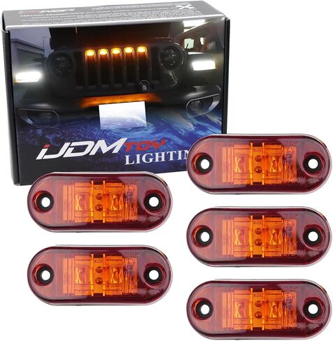iJDMTOY 5pc Tinted Dark Amber Lens Yellow LED Front Grill Lighting Kit Compatible With 2018-up Jeep Wrangler JL in Saudi Arabia