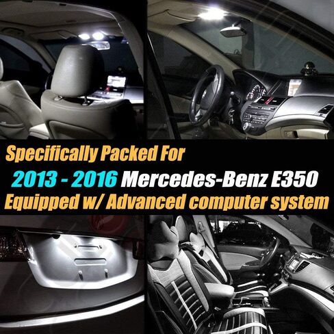 14Pc Canbus Error Free Super White 6000K Car Interior LED Light Kit Compatible for 2013-2016 Mercedes-Benz E350 Equipped w/Advanced Computer system in Saudi Arabia