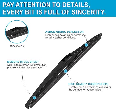 VTOGOI® 12 "استبدال شفرات المساحات الخلفية لدودج دورانجو 2011-2024 رحلة 2008-2022 تويوتا هايلاندر 2001-2019 RAV4 2001-2012 2019-2024 شفرات ممسحة الزجاج الأمامي الخلفية in Kuwait