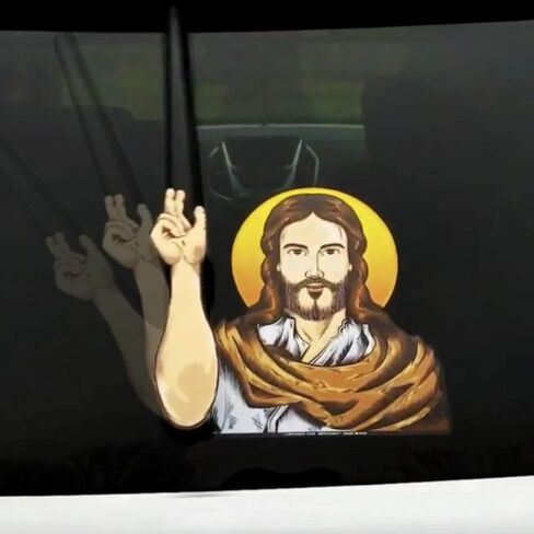 Jesus Christ Blessing Waving WiperTag with Decal attach to Rear Vehicle Wiper Blade in Saudi Arabia