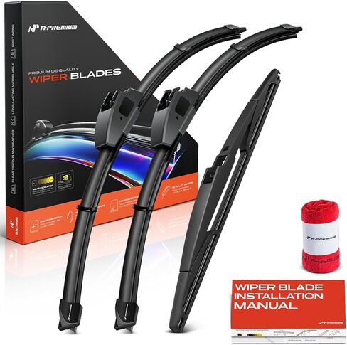 شفرات ممسحة الزجاج الأمامي A-Premium 22"+19"+12" متوافقة مع Toyota RAV4 2001-2005، Highlander - مجموعة شفرات المساحات الخلفية الأمامية لموصل الذراع RL2، مع مؤشر التآكل ومنشفة (عبوة من 3) in Saudi Arabia
