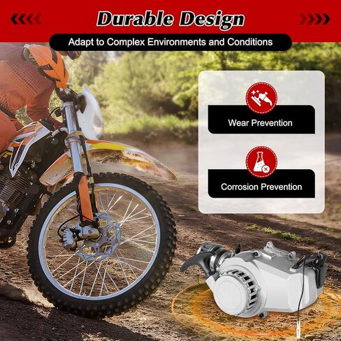 2 Stroke Pull Start Engine Motor Kit, 49cc Single Cylinder Air Cooled Motor Engine Rotary Pull-Start Engine Motor Kit for Mini Dirt Bike ATV or Scooter in Saudi Arabia