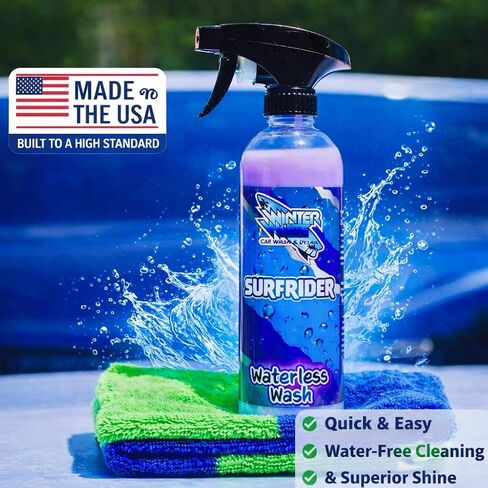 بخاخ غسيل السيارات بدون ماء من وينتر وايت SURFRIDER - تركيبة شديدة اللمعان وخالية من الخدوش لجميع الأسطح. ينظف، يلمع، ويحمي مع الحماية من الأشعة فوق البنفسجية. عبوتان من الزجاجات سعة 16 أونصة للحصول على نتائج احترافية في أي وقت! in Saudi Arabia