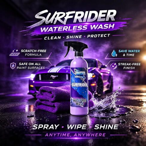 بخاخ غسيل السيارات بدون ماء من وينتر وايت SURFRIDER - تركيبة شديدة اللمعان وخالية من الخدوش لجميع الأسطح. ينظف، يلمع، ويحمي مع الحماية من الأشعة فوق البنفسجية. عبوتان من الزجاجات سعة 16 أونصة للحصول على نتائج احترافية في أي وقت! in Saudi Arabia