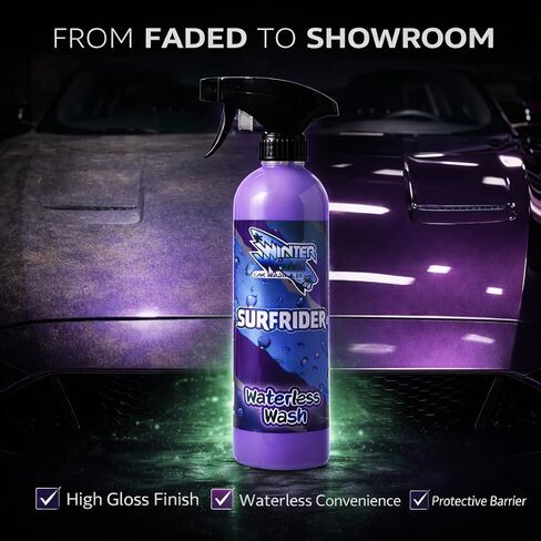 بخاخ غسيل السيارات بدون ماء من وينتر وايت SURFRIDER - تركيبة شديدة اللمعان وخالية من الخدوش لجميع الأسطح. ينظف، يلمع، ويحمي مع الحماية من الأشعة فوق البنفسجية. عبوتان من الزجاجات سعة 16 أونصة للحصول على نتائج احترافية في أي وقت! in Saudi Arabia