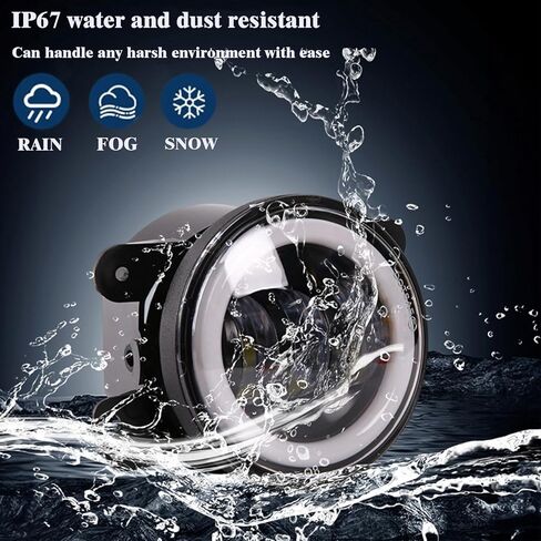 Pair 4" inch LED chip fog lights Compatible with Jeep Grand Cherokee 2011 2012 2013 Driving Off Road Fog Lamps Replacement with White Halo Ring DRL in Kuwait