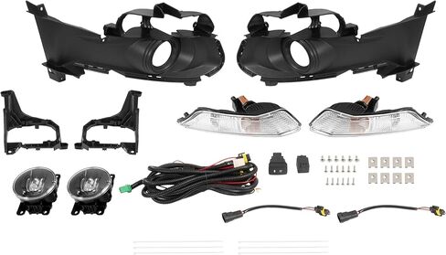LED Fog Light Assembly with Halogen Turn Signal Compatible with 2015-2017 Ford Mustang Front Bumper Fog Lamp Kit Cover Trim Bezel Bracket Harness Wiring Switch Clear Lens Left & Right in Saudi Arabia